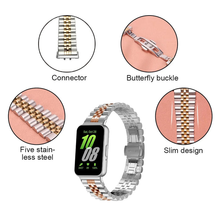 Semicircular Design Watch Band for Honor Watch X5 Stainless Steel 5-Bead Wrist Strap - Black - 5