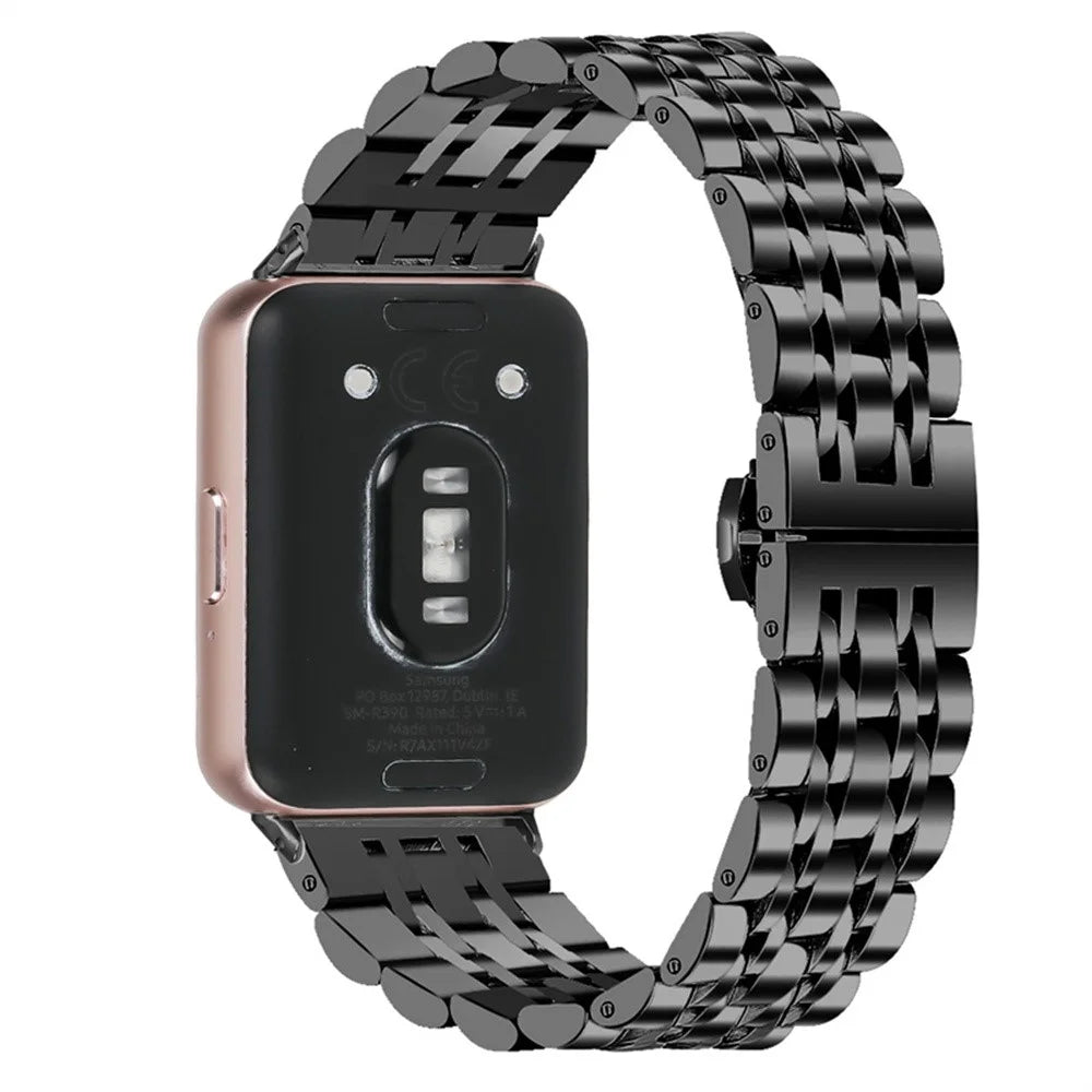7-Bead Stainless Steel Watch Band for Honor Watch X5 Butterfly Clasp Wrist Strap - Black - 1