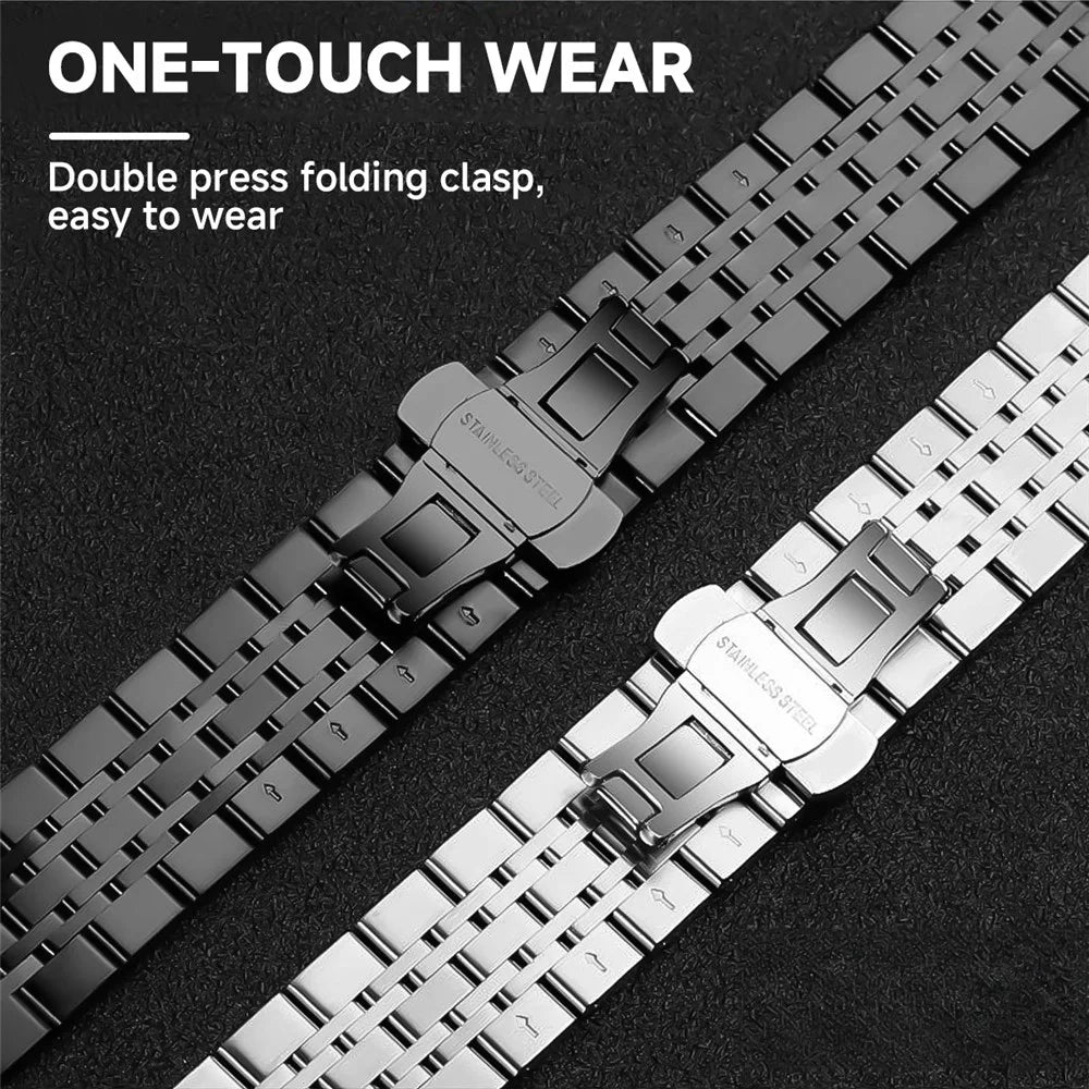 7-Bead Stainless Steel Watch Band for Honor Watch X5 Butterfly Clasp Wrist Strap - Black - 3