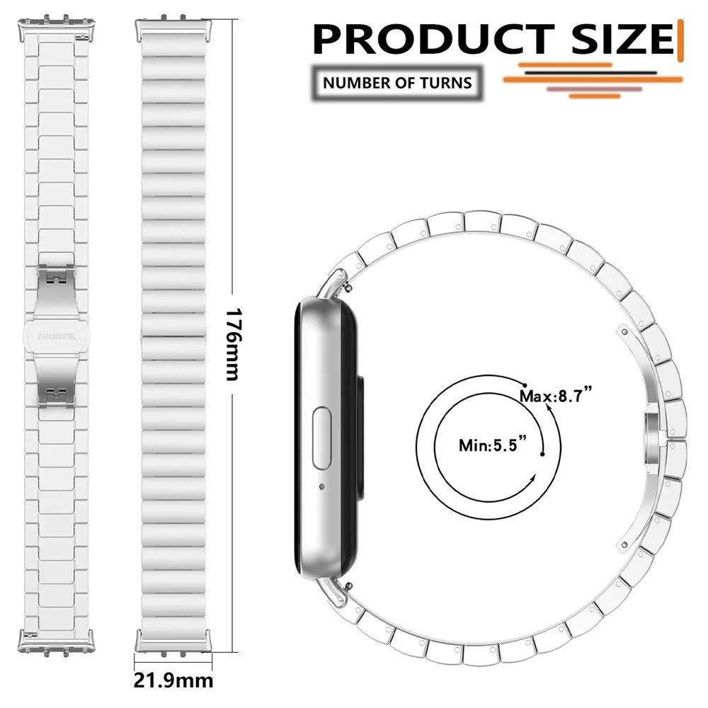 Single-Bead Link Watch Band for Honor Watch X5 Stainless Steel Butterfly Clasp Wrist Strap - Silver - 3