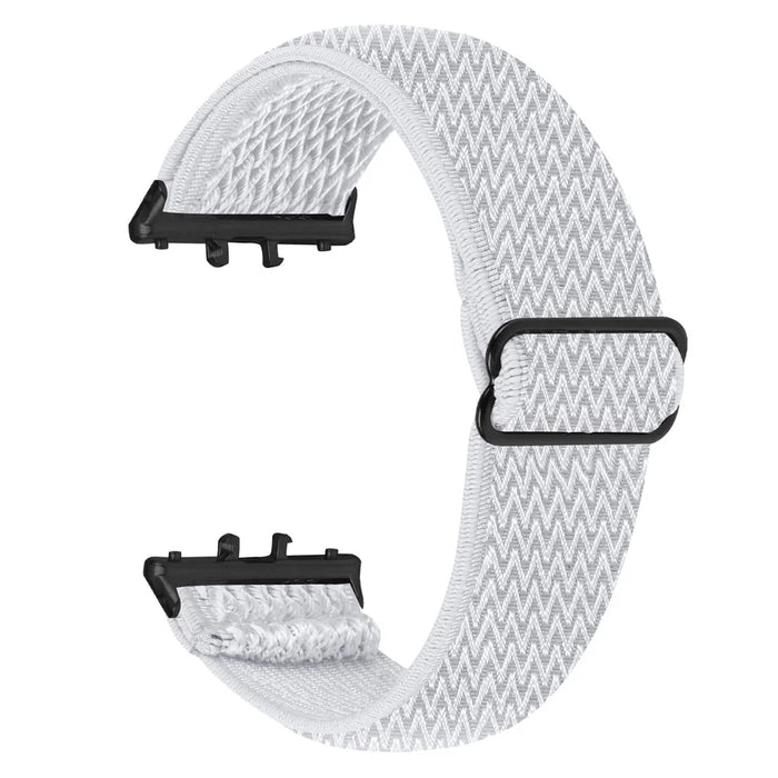For Honor Watch X5 Watch Band Wave Pattern Nylon Woven Strap with Black Connector - White - 1