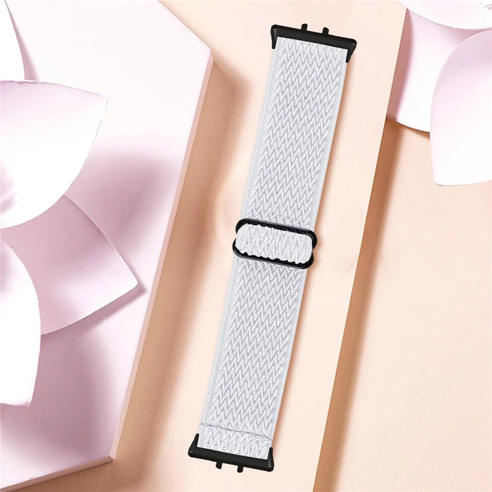 For Honor Watch X5 Watch Band Wave Pattern Nylon Woven Strap with Black Connector - White - 3