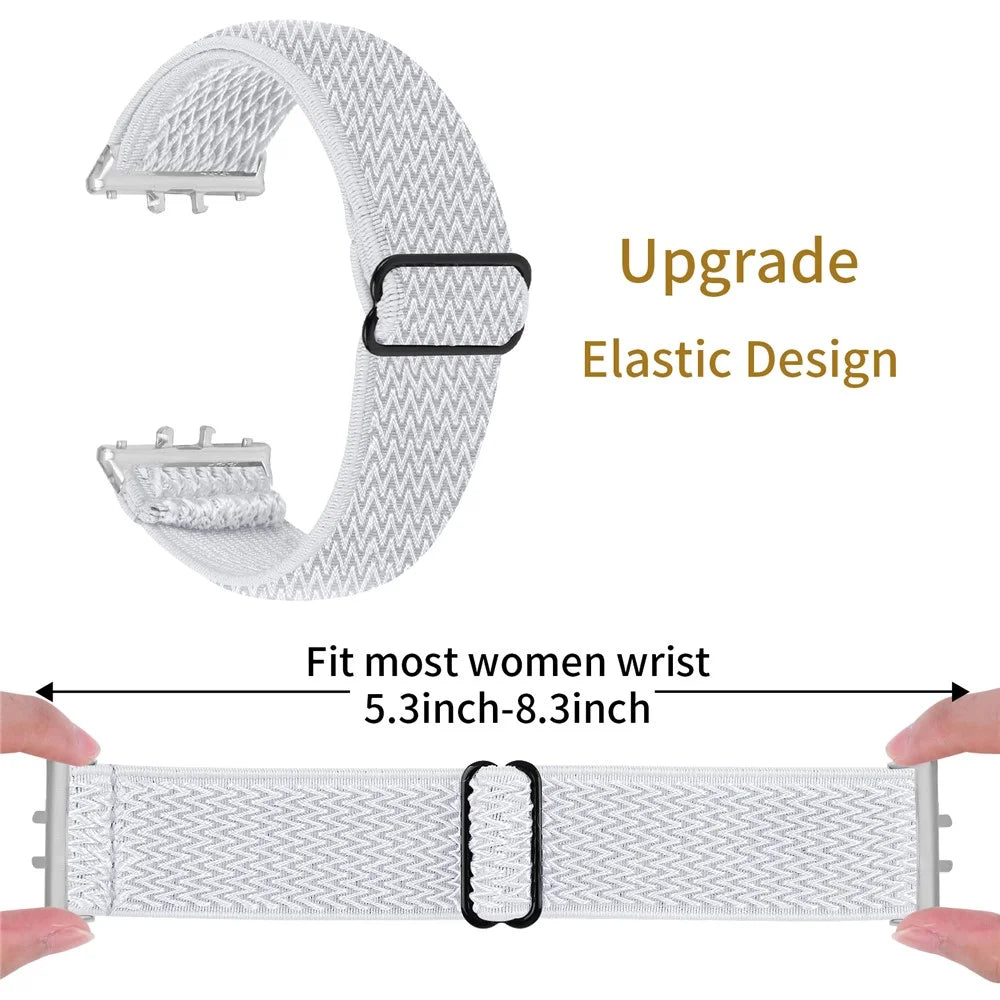 For Honor Watch X5 Watch Band Wave Pattern Nylon Woven Strap with Silver Connector - White - 2