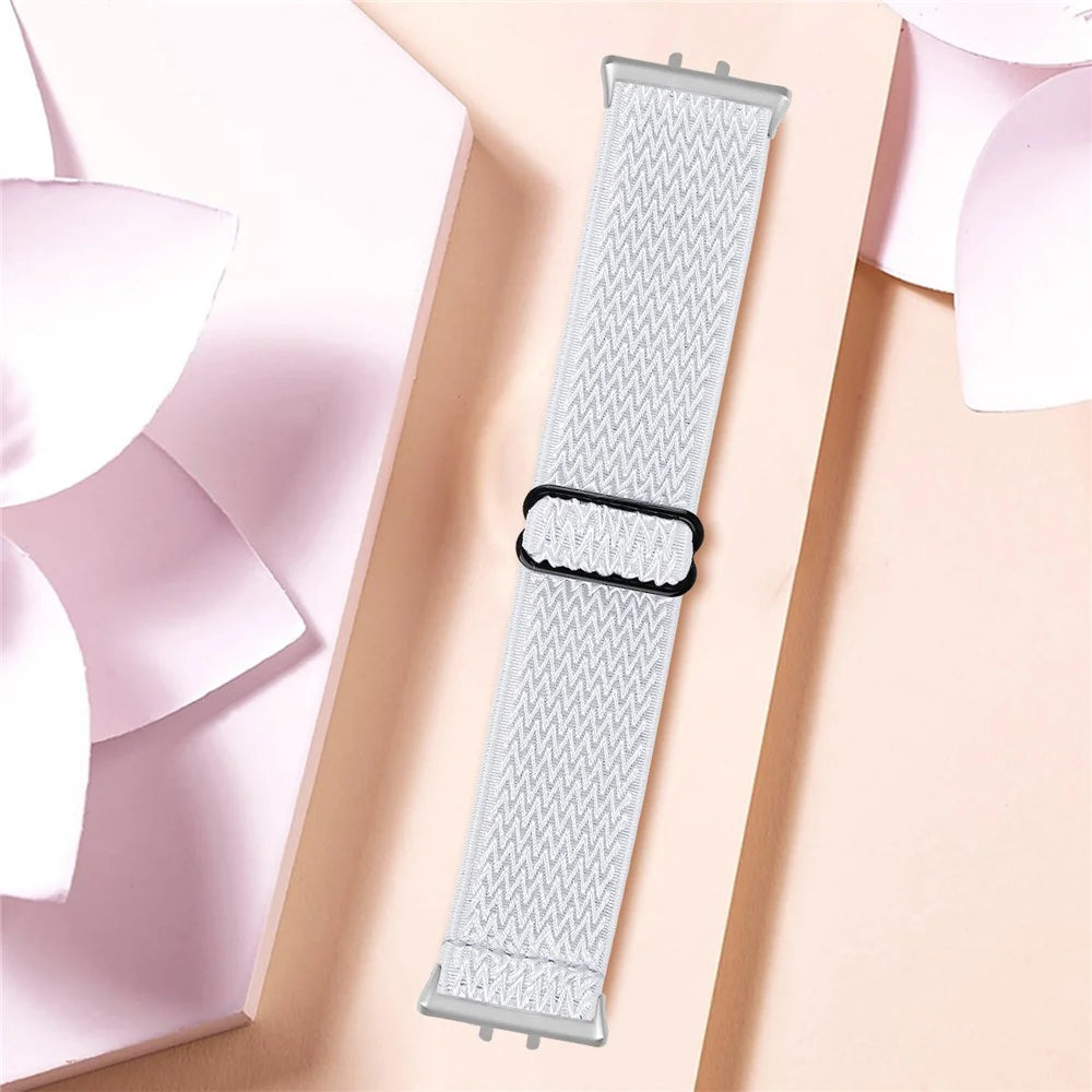 For Honor Watch X5 Watch Band Wave Pattern Nylon Woven Strap with Silver Connector - White - 3