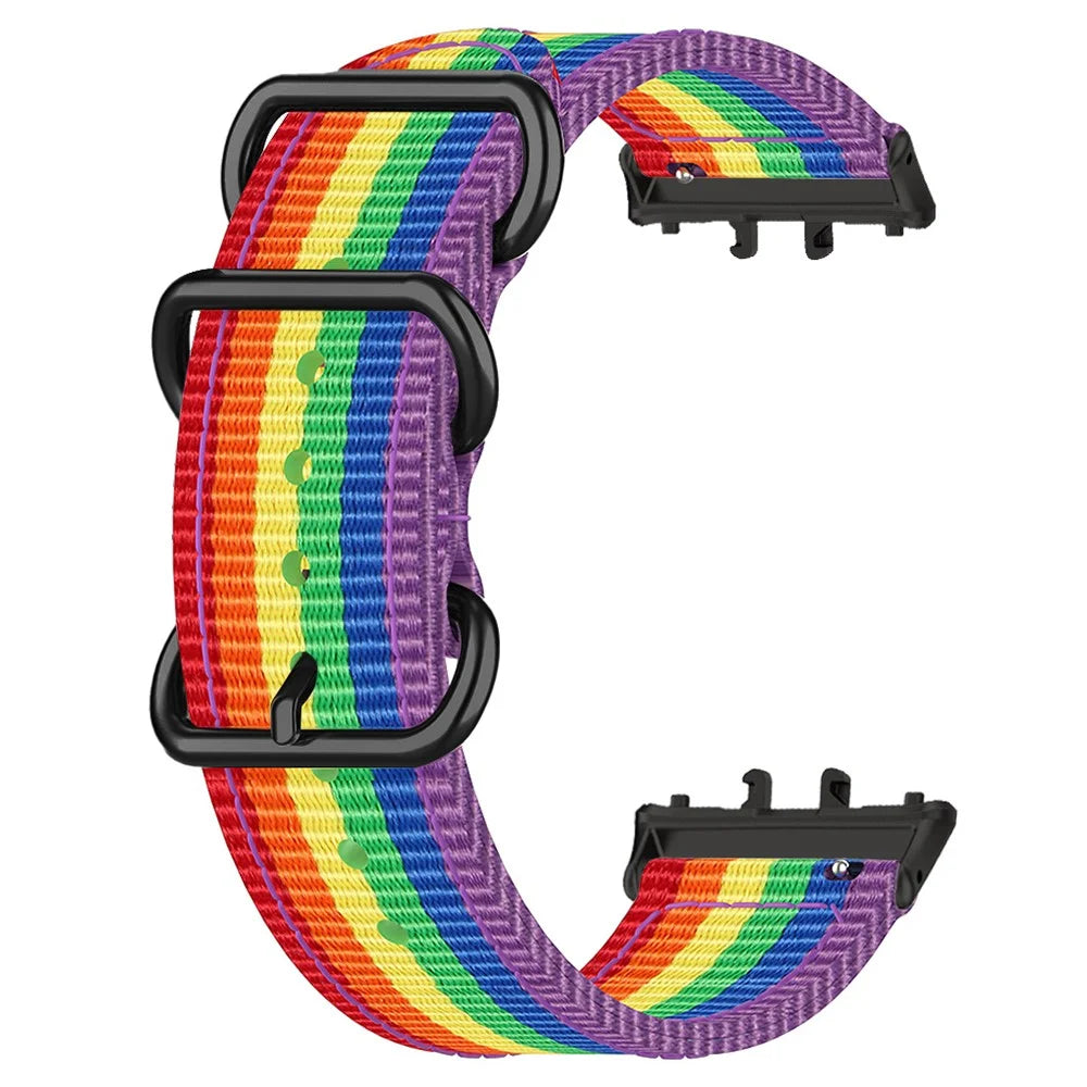 For Honor Watch X5 Watch Band Triple Ring Nylon Woven Strap - Multi-color - 1