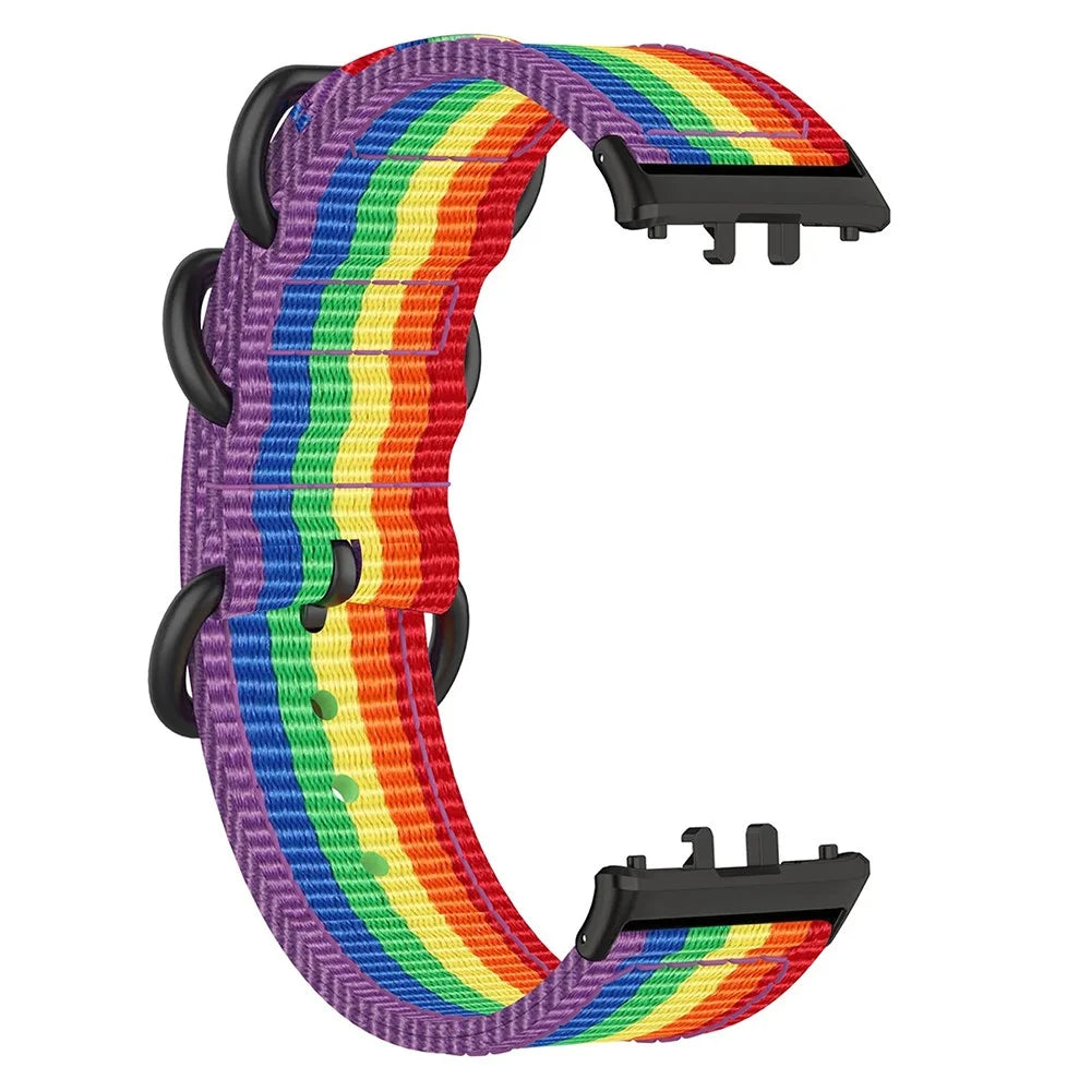 For Honor Watch X5 Watch Band Triple Ring Nylon Woven Strap - Multi-color - 2