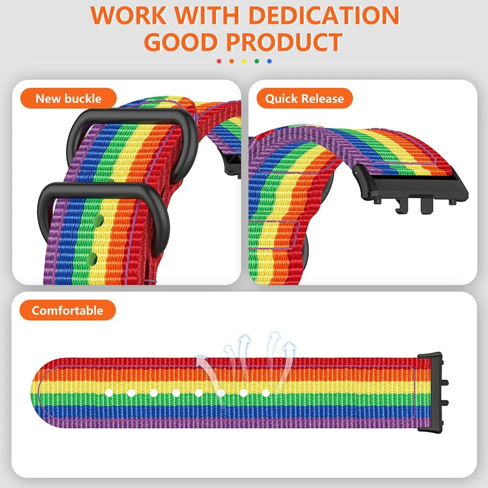 For Honor Watch X5 Watch Band Triple Ring Nylon Woven Strap - Multi-color - 4