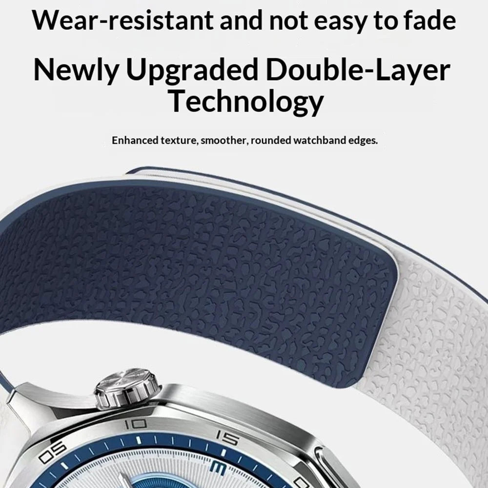For Huawei Watch GT 3 Pro 43mm Watch Band 20mm Two Tone Litchi Texture Magnetic Silicone Strap - White  /  Midnight Blue - 4