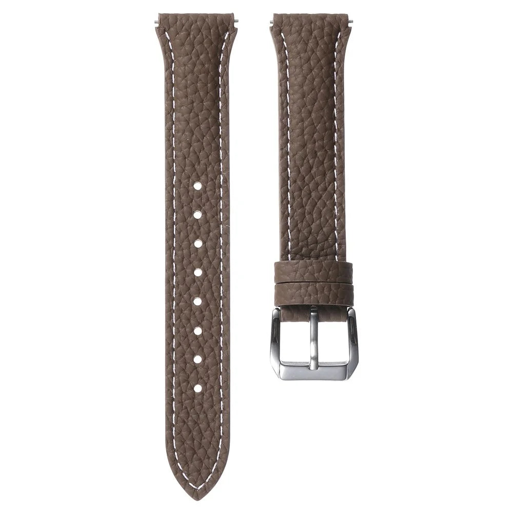 18mm Genuine Cow Leather Watch Band for Huawei Watch GT 6 / 5 / 4 41mm / Garmin Venu 3S Litchi Texture Adjustable Wrist Strap - Tan - 3