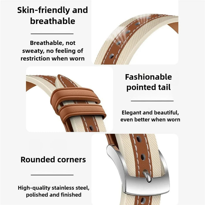 18mm Quick Release Button Genuine Leather Strap for Huawei Watch GT 6 / 5 / 4 41mm Composite Stitching Watch Band - Brown - 4