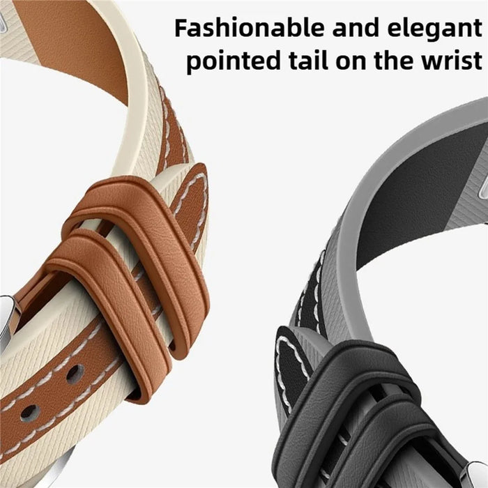 18mm Quick Release Button Genuine Leather Strap for Huawei Watch GT 6 / 5 / 4 41mm Composite Stitching Watch Band - Brown - 5