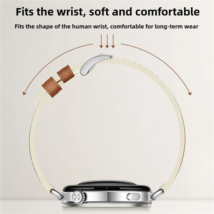 18mm Quick Release Button Genuine Leather Strap for Huawei Watch GT 6 / 5 / 4 41mm Composite Stitching Watch Band - Brown - 6
