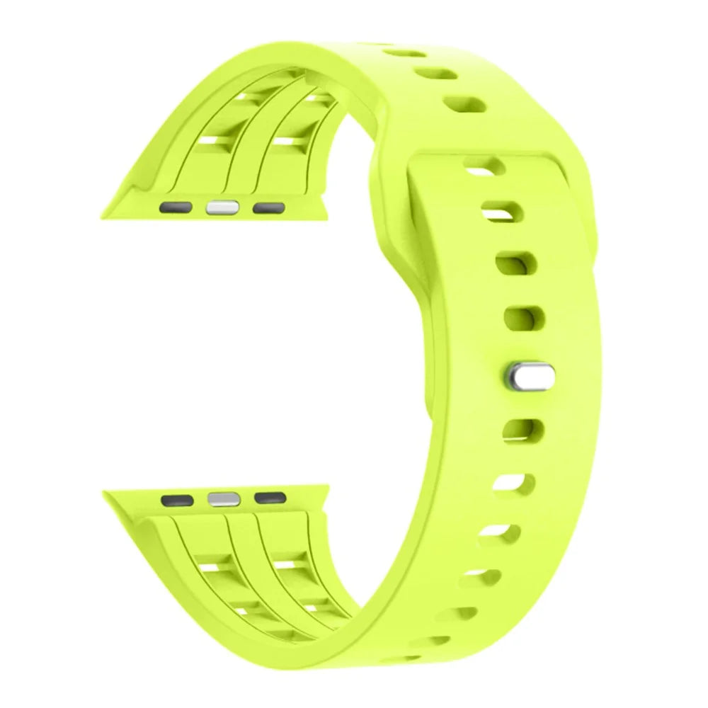 Breathable Silicone Band for Apple Watch Ultra 3 2 1 49mm  /  Series 11 10 46mm  /  9 8 7 45mm  /  SE3 SE2 SE 6 5 4 44mm  /  3 2 1 42mm Solid Color Watch Strap - Fluorescent Green - 1