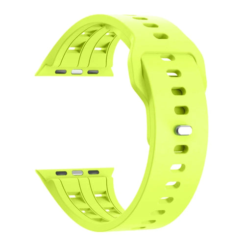 Breathable Silicone Band for Apple Watch Ultra 3 2 1 49mm  /  Series 11 10 46mm  /  9 8 7 45mm  /  SE3 SE2 SE 6 5 4 44mm  /  3 2 1 42mm Solid Color Watch Strap - Fluorescent Green - 1
