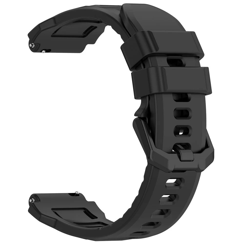 For Huami Amazfit T-Rex 3 Pro 44mm Silicone Strap Replacement Watch Band Multiple Hole Adjustable Wristband - Black - 1