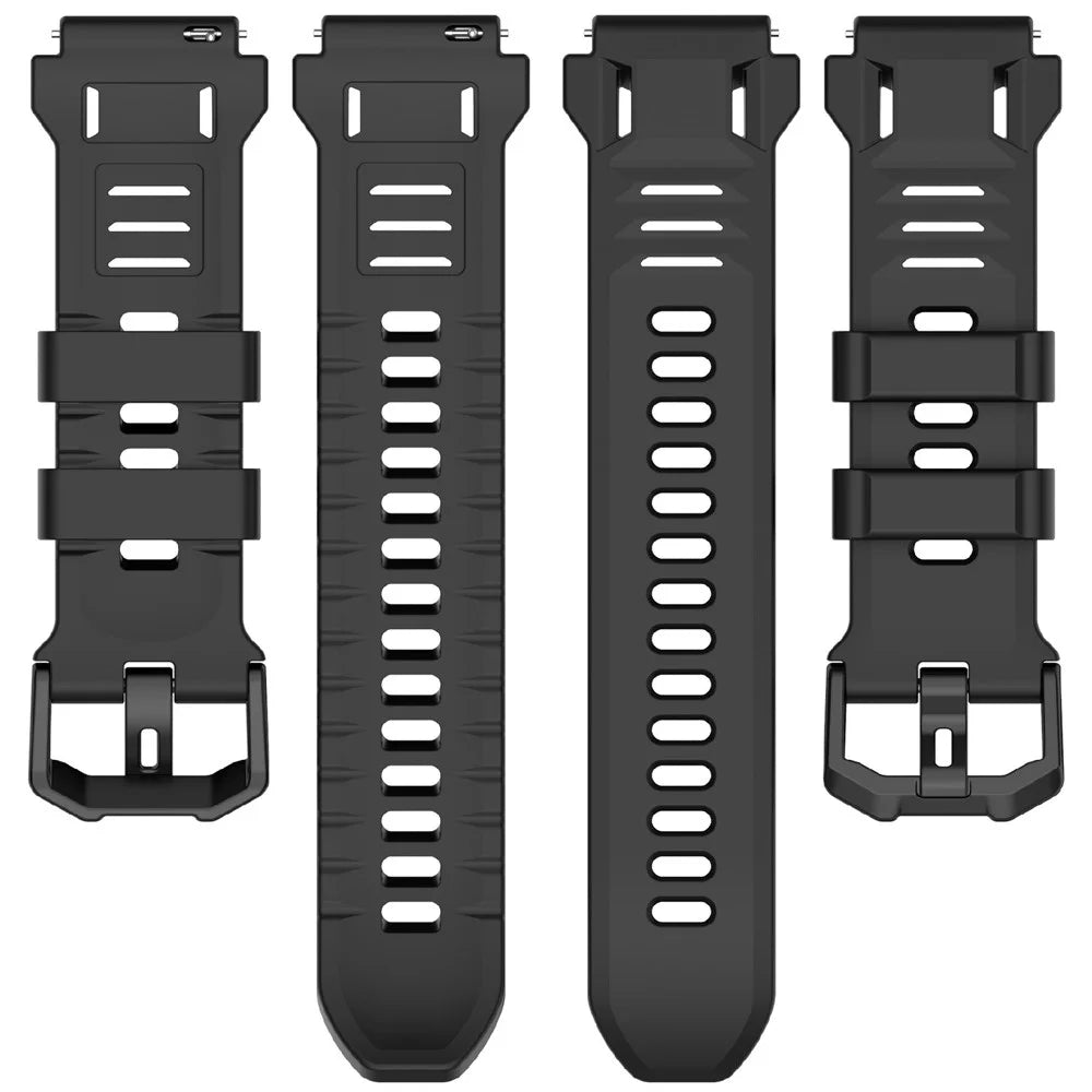 For Huami Amazfit T-Rex 3 Pro 44mm Silicone Strap Replacement Watch Band Multiple Hole Adjustable Wristband - Black - 3