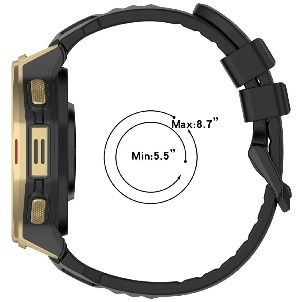 For Huami Amazfit T-Rex 3 Pro 44mm Silicone Strap Replacement Watch Band Multiple Hole Adjustable Wristband - Black - 4