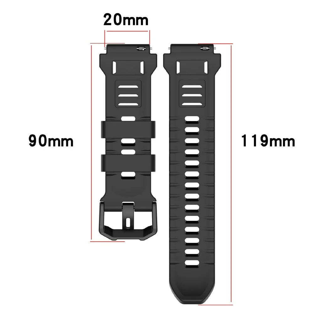 For Huami Amazfit T-Rex 3 Pro 44mm Silicone Strap Replacement Watch Band Multiple Hole Adjustable Wristband - Black - 5