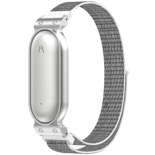 Nylon Band with Metal Frame Case for PLAUD NotePin AI Wearable Voice Recorder Magic Tape Strap - Grey / Silver - 1