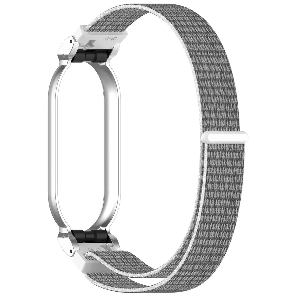 Nylon Band with Metal Frame Case for PLAUD NotePin AI Wearable Voice Recorder Magic Tape Strap - Grey / Silver - 3