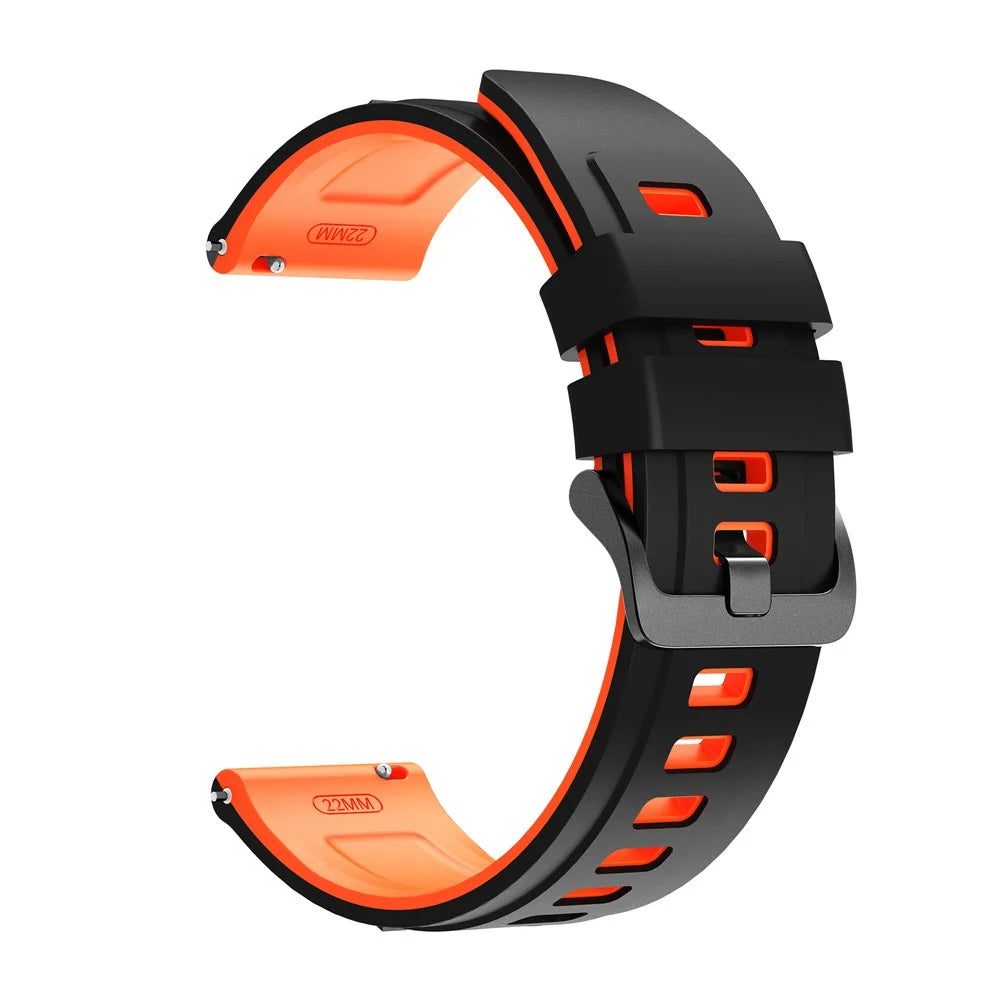 22mm Dual Color Silicone Strap for Samsung Galaxy Watch3 45mm / Watch 46mm / Gear S3 Classic Replacement Watch Band - Black / Orange - 3