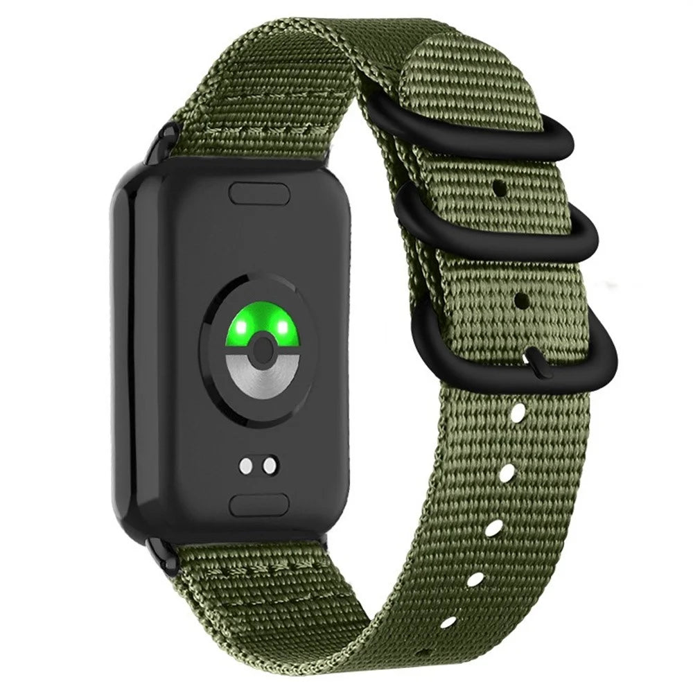 Double Loop Nylon Watchband for Xiaomi Smart Band 10 Pro / 9 Pro / 8 Pro / Redmi Watch 6 / 5 / 4 Black Buckle Braided Strap - Army Green - 1
