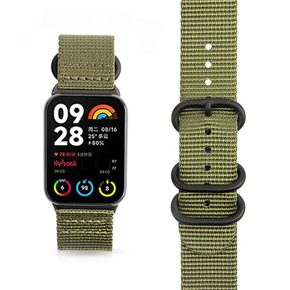 Double Loop Nylon Watchband for Xiaomi Smart Band 10 Pro / 9 Pro / 8 Pro / Redmi Watch 6 / 5 / 4 Black Buckle Braided Strap - Army Green - 2