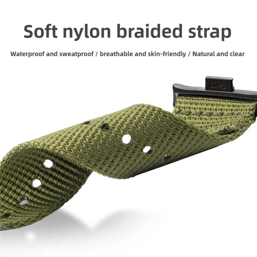 Double Loop Nylon Watchband for Xiaomi Smart Band 10 Pro / 9 Pro / 8 Pro / Redmi Watch 6 / 5 / 4 Black Buckle Braided Strap - Army Green - 3