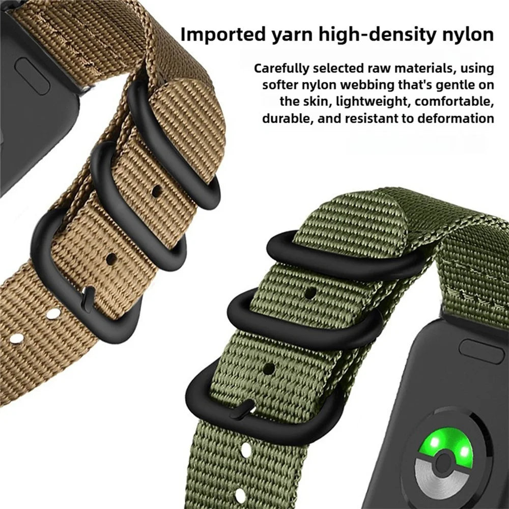 Double Loop Nylon Watchband for Xiaomi Smart Band 10 Pro / 9 Pro / 8 Pro / Redmi Watch 6 / 5 / 4 Black Buckle Braided Strap - Army Green - 4