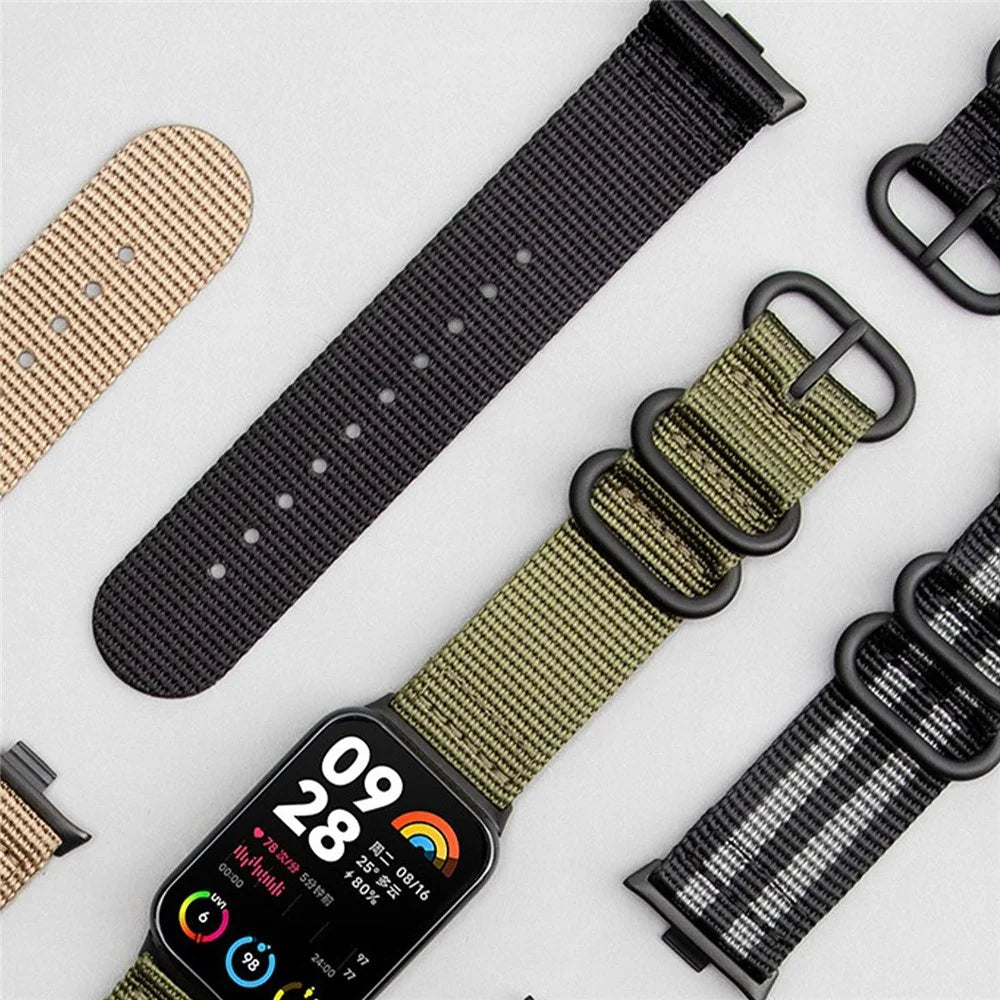Double Loop Nylon Watchband for Xiaomi Smart Band 10 Pro / 9 Pro / 8 Pro / Redmi Watch 6 / 5 / 4 Black Buckle Braided Strap - Army Green - 5
