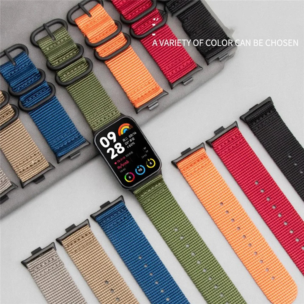 Double Loop Nylon Watchband for Xiaomi Smart Band 10 Pro / 9 Pro / 8 Pro / Redmi Watch 6 / 5 / 4 Black Buckle Braided Strap - Army Green - 7