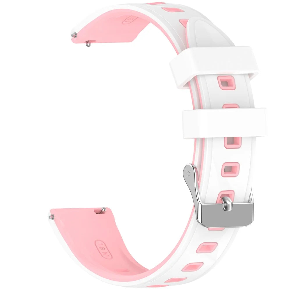 18mm Pattern Design Silicone Strap for Huawei Watch GT 6  /  5  /  4 41mm  /  Garmin Venu 3S Adjustable Watch Band - Pink  /  White - 1