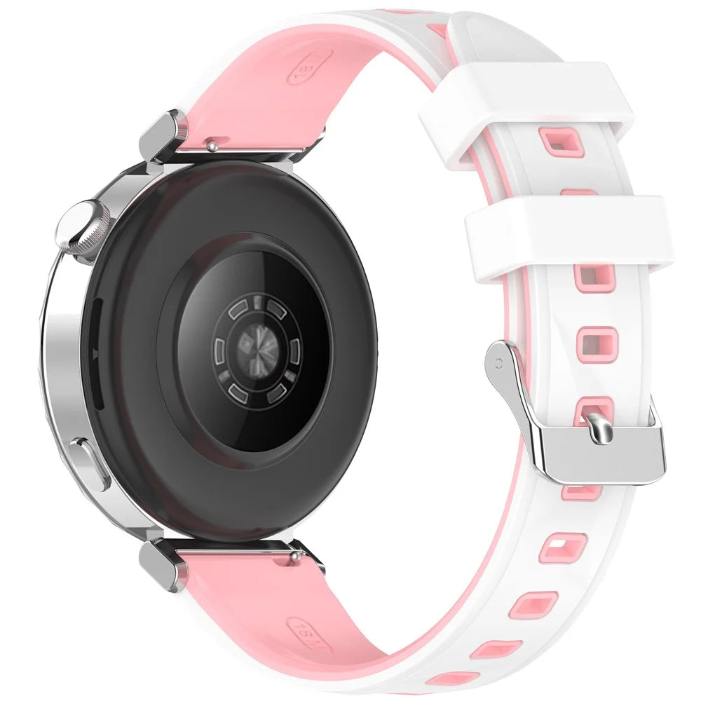 18mm Pattern Design Silicone Strap for Huawei Watch GT 6  /  5  /  4 41mm  /  Garmin Venu 3S Adjustable Watch Band - Pink  /  White - 2