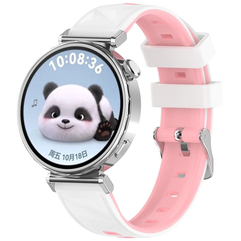 18mm Pattern Design Silicone Strap for Huawei Watch GT 6  /  5  /  4 41mm  /  Garmin Venu 3S Adjustable Watch Band - Pink  /  White - 3