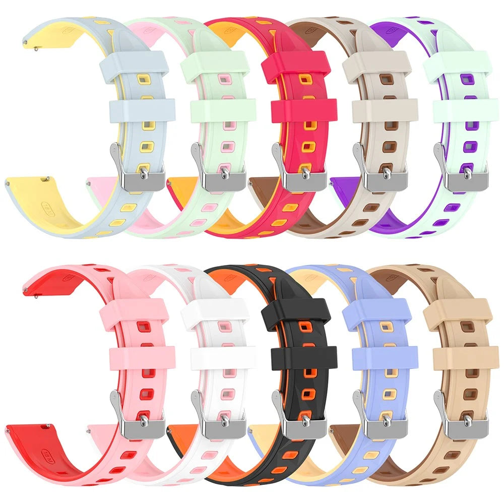 18mm Pattern Design Silicone Strap for Huawei Watch GT 6  /  5  /  4 41mm  /  Garmin Venu 3S Adjustable Watch Band - Pink  /  White - 4