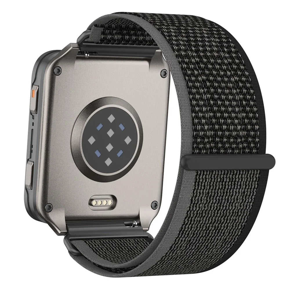 24mm Loop Nylon Band for Garmin Venu X1 Quick Release Metal Clasp Watch Strap - Black / Grey - 1