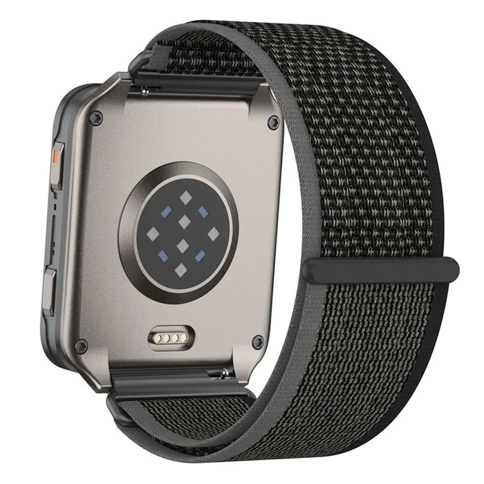 24mm Loop Nylon Band for Garmin Venu X1 Quick Release Metal Clasp Watch Strap - Black / Grey - 1
