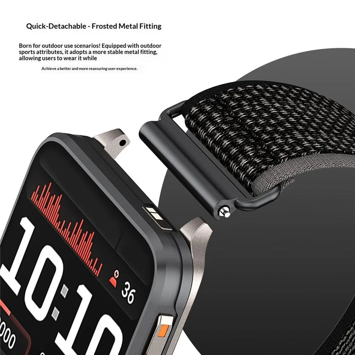 24mm Loop Nylon Band for Garmin Venu X1 Quick Release Metal Clasp Watch Strap - Black / Grey - 4