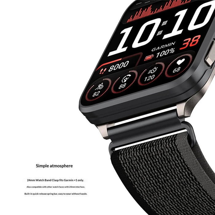 24mm Loop Nylon Band for Garmin Venu X1 Quick Release Metal Clasp Watch Strap - Black / Grey - 5