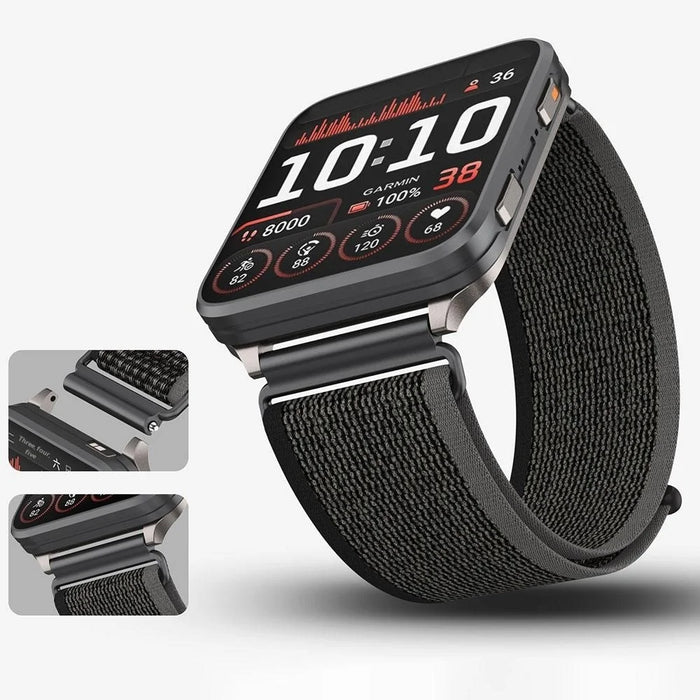 24mm Loop Nylon Band for Garmin Venu X1 Quick Release Metal Clasp Watch Strap - Black / Grey - 6