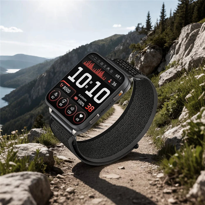 24mm Loop Nylon Band for Garmin Venu X1 Quick Release Metal Clasp Watch Strap - Black / Grey - 7