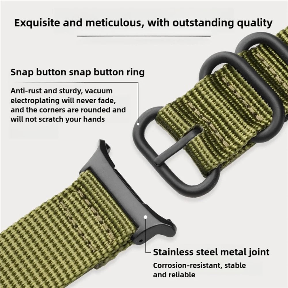 Double Loop Nylon Watchband for Samsung Galaxy Watch Ultra2 47mm / Watch Ultra (2025) 47mm / Watch Ultra 47mm Black Buckle Braided Strap - Army Green - 2
