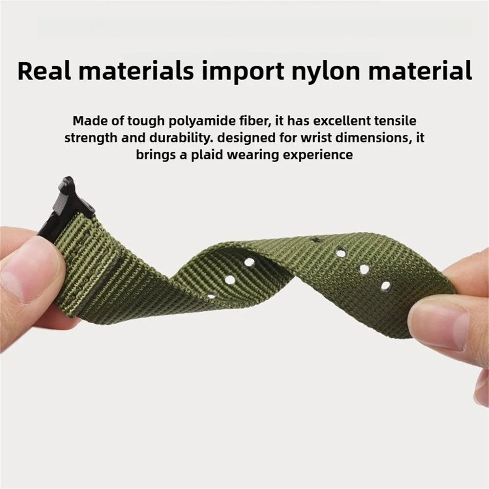 Double Loop Nylon Watchband for Samsung Galaxy Watch Ultra2 47mm / Watch Ultra (2025) 47mm / Watch Ultra 47mm Black Buckle Braided Strap - Army Green - 3