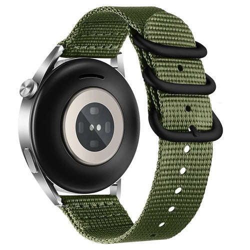18mm Double Loop Nylon Watchband for Huawei Watch GT 6 / 5 / 4 41mm / Garmin Venu 3S Black Buckle Braided Strap - Army Green - 1