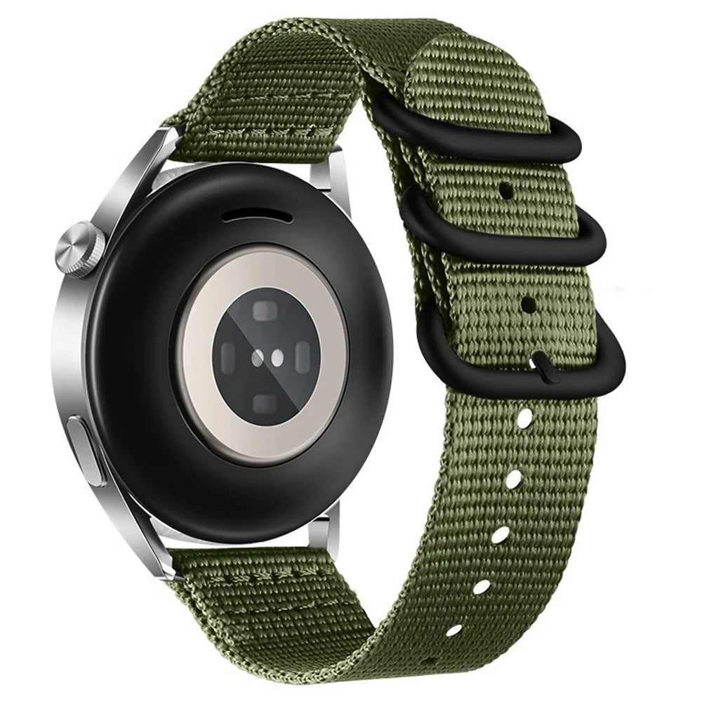 20mm Double Loop Nylon Watchband for Samsung Galaxy Watch7 / 6 / 5 40mm 44mm / 6 Classic 43mm 47mm / 5 Pro 45mm Black Buckle Braided Strap - Army Green - 1
