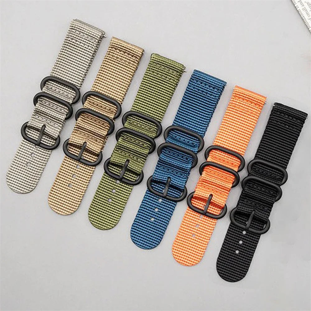 20mm Double Loop Nylon Watchband for Samsung Galaxy Watch7 / 6 / 5 40mm 44mm / 6 Classic 43mm 47mm / 5 Pro 45mm Black Buckle Braided Strap - Army Green - 7