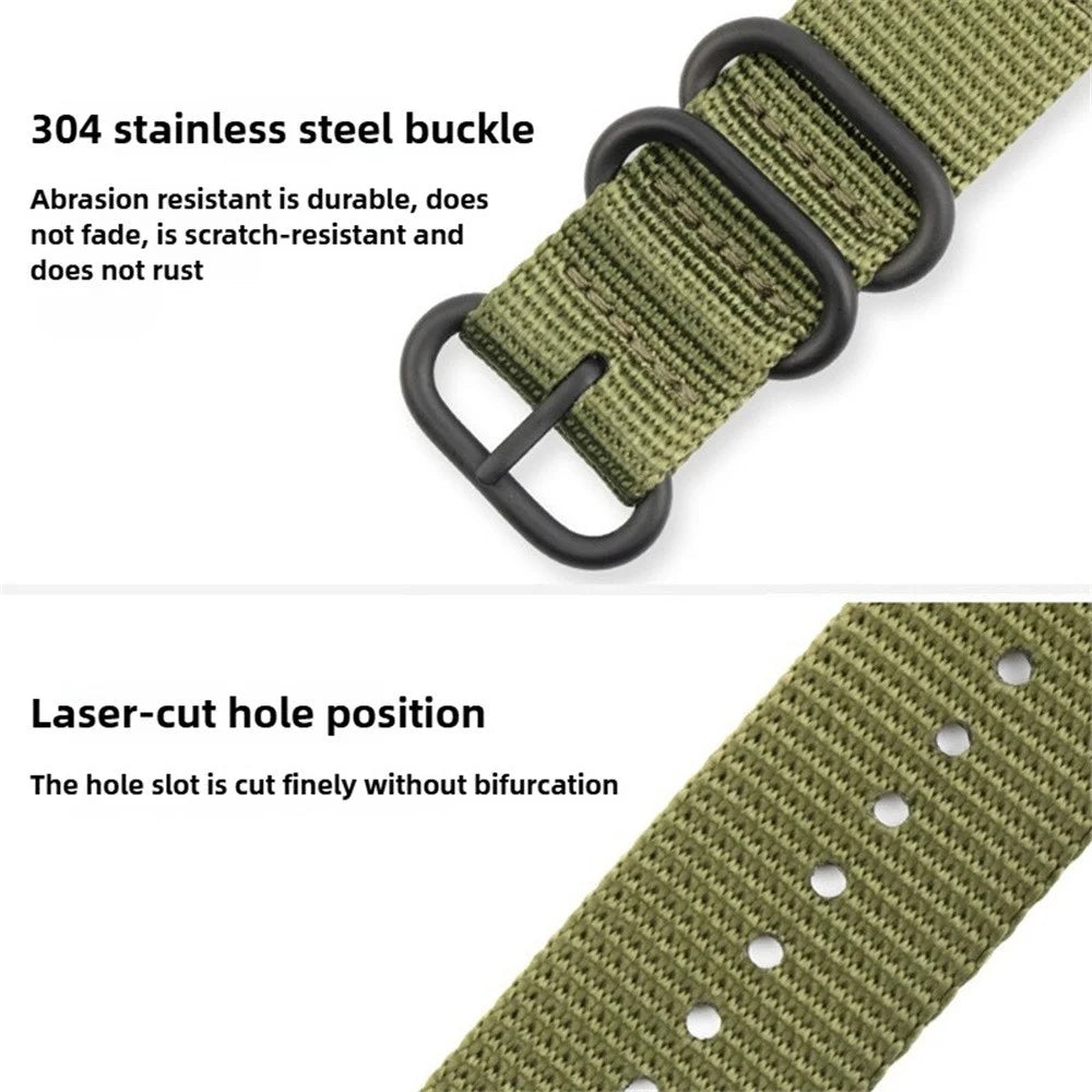22mm Double Loop Nylon Watchband for Huawei Watch GT 6 / 5 / 5 Pro 4 46mm Black Buckle Braided Strap - Army Green - 2