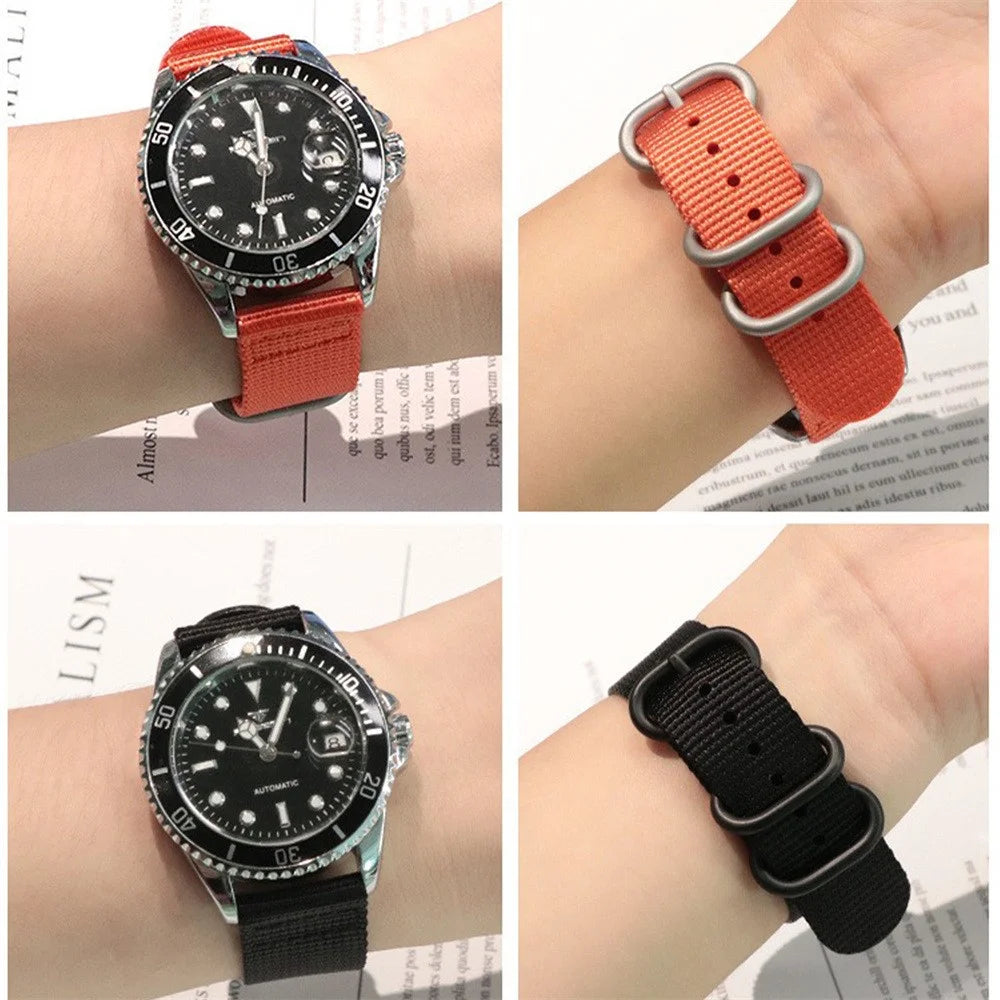 22mm Double Loop Nylon Watchband for Huawei Watch GT 6 / 5 / 5 Pro 4 46mm Black Buckle Braided Strap - Army Green - 3