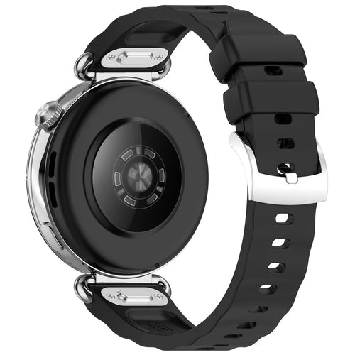 Wavy Watch Strap for Huawei Watch GT 6 41mm / Watch 5 42mm / GT 5 Pro 42mm Quick Release Push Button Design Silicone Watch Band - Black - 1