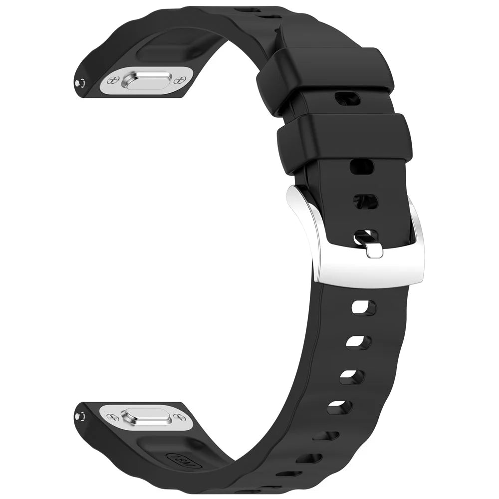 Wavy Watch Strap for Huawei Watch GT 6 41mm / Watch 5 42mm / GT 5 Pro 42mm Quick Release Push Button Design Silicone Watch Band - Black - 3